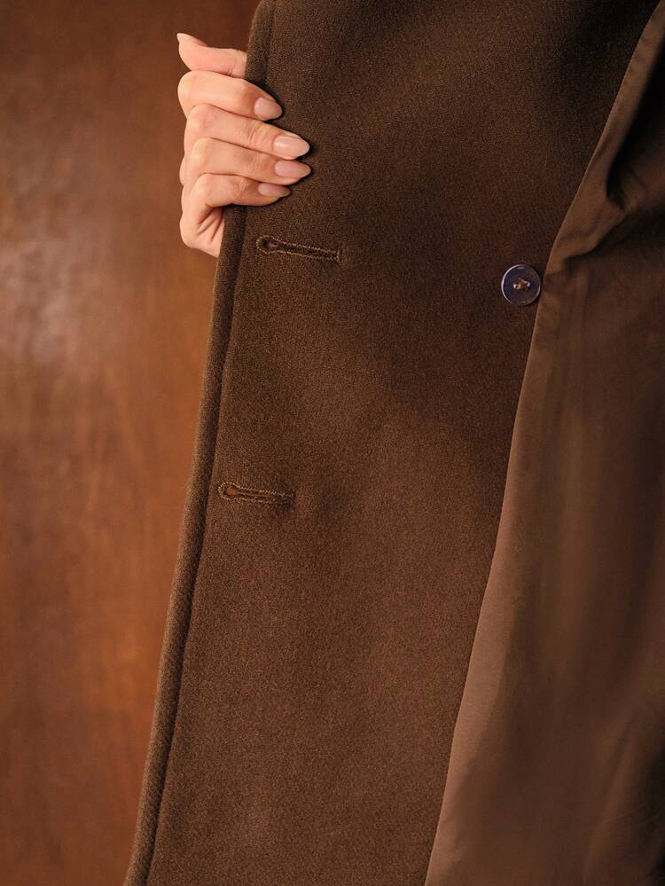 CASUAL WOOL BLEND DOUBLE BREASTED PLACKET OVERCOAT, AUTUMN/WINTER