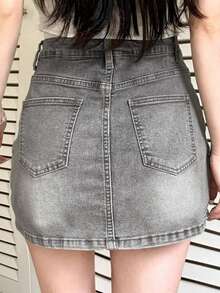 DAZY 女式休闲百搭牛仔短裙，带口袋