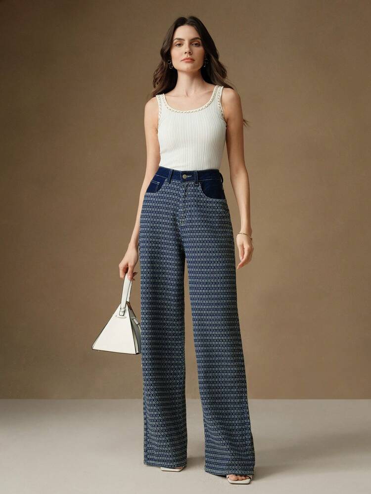 Damen Mode Pendler Blaue Straight Leg Jeans