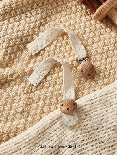 Cozy Pixies 2 st vita spetsbroderier 100 % bomullsdetaljer napphållare, nyfödd babyshowerpresent för pojkar och flickor