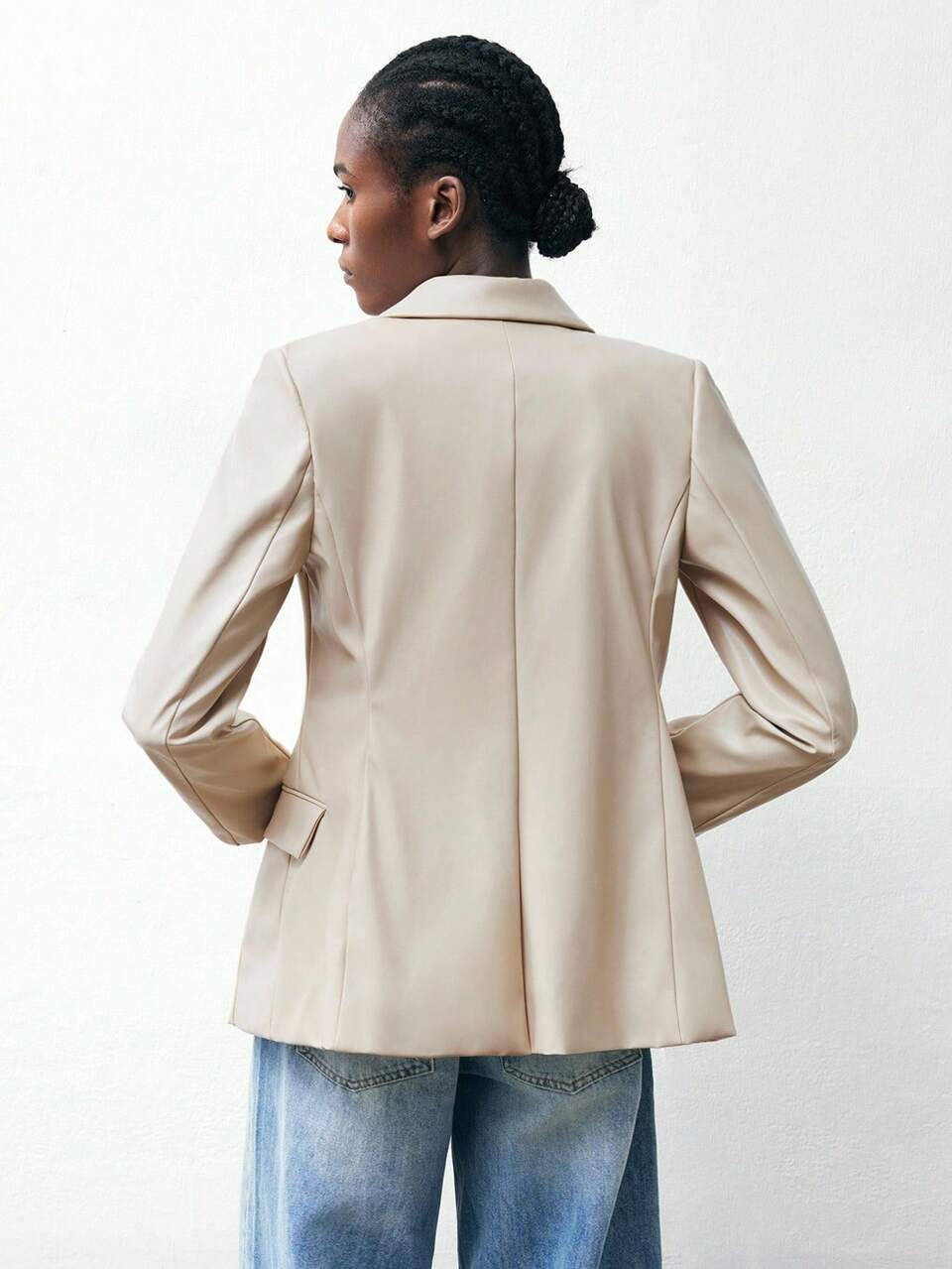 SHEIN Maija Women's Casual Fashion Solid Color Double-Breasted Lapel Blazer Autumn Winter Clothes For Women