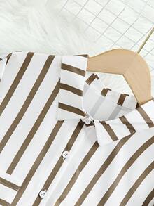 INAWLY 女士春秋宽松条纹长袖口袋休闲衬衫女式衬衫