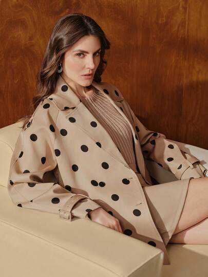 Anewsta Abrigo corto de mujer de alta calidad y moda vintage con diseño minimalista de lunares, adecuado para otoño, invierno, primavera, Año Nuevo, fiestas, elegante, chic, con estilo, Navidad, festivales, vacaciones