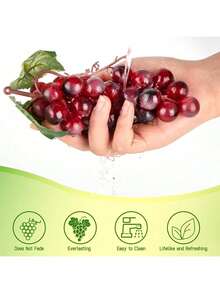 4/1pc Fake Red And Green Grapes, Plastic Lifelike Fruit Artificial Simulation Grapes For Wedding Home Kitchen Party Decor Photography Prop Gifts Birthday Graduation,Fake Plants - Multicolor - View 8