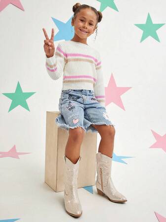 Mini mi Cizme Western Glam pentru copii, cu toc bloc și vârf tăiat, culoarea șampanie și strasuri – Strălucire integrală pentru ținute de scenă și petrecere