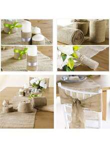 2M/78.74inch Natural Jute Ribbon Fabric Burlap DIY Gift Wrapping Jute Tablecloth Home Crafts Wedding Party Handwork Decor Accessory - Jute - View 6