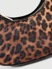 DareSee 迷你可爱豹纹单肩包，时尚高品质半月形手提包，轻巧时尚，音乐节礼物之选 - 棕色 - 查看 5