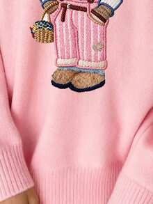 CovetEZ 大码女式马卡龙粉泰迪熊毛衣，马卡龙粉增添青春活力！超级显瘦的颜色！可爱的圣诞家居服，适合秋冬季节，女士舒适秋冬服装，2025秋冬女装系列 - 粉色 - 查看 6