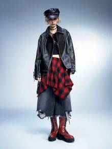 Sugerpunk Women's Fashion Red Thick Sole Motorcycle Mid-Calf Boots