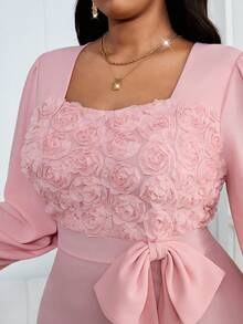 Fleurora Váy đính hoa hồng hồng thanh lịch cỡ lớn - Hồng - Xem 7