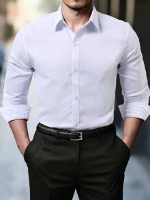 Manfinity Mode Men's Plaid Long Sleeve Single-Breasted Casual/Business Shirt