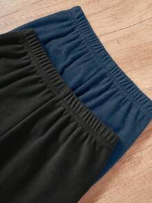 SHEIN Genkimix Kids 2件套男童黑色和灰色抓绒长裤和长袖内衣套装 - 彩色 - 查看 4