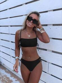 Swim Vcay Women's Beach Vacation Bikini Swimsuit, Wireless - Black - View 1