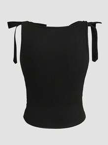 GlowEve Women's Summer Tank Top, Black, Round Neck, Sleeveless, Tie Shoulder Design, Slim Fit, Versatile & Fashionable