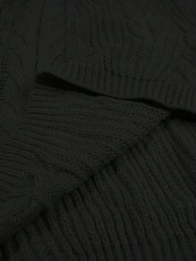 Elenzga 女士加大码宽松长袖毛衣连衣裙，露肩设计，休闲外套，大码，秋冬款 - 黑色 - 查看 4