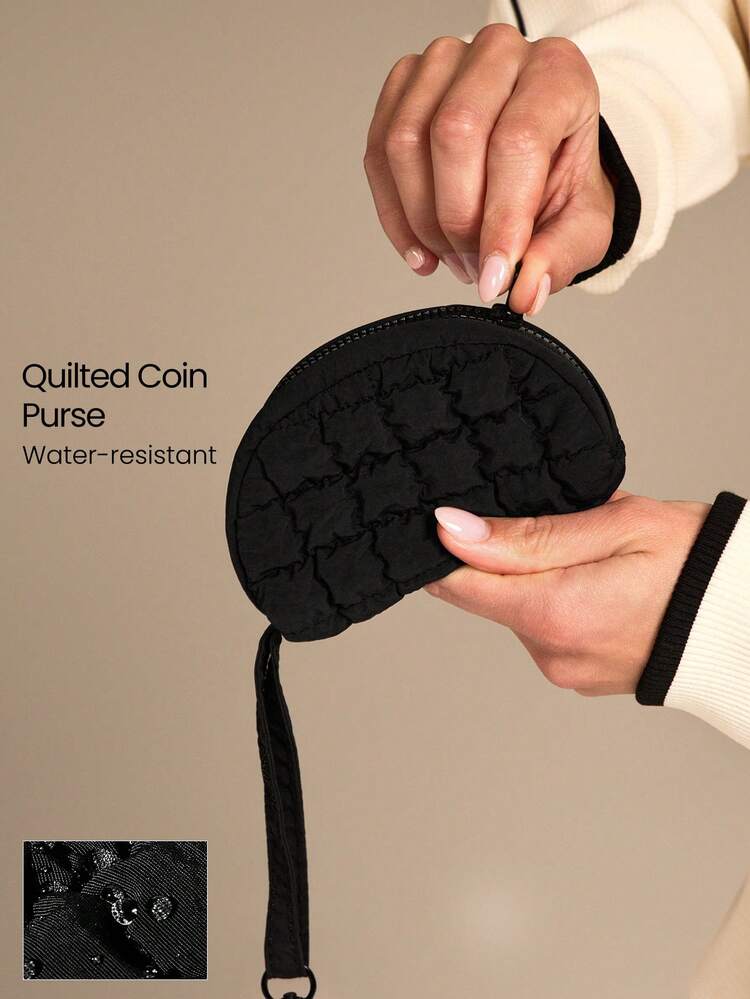 Clip And Glow Waterproof Keychain Strap Quilted Coin Purse Gym Studio Travel Outdoors Daily Casual Wear
