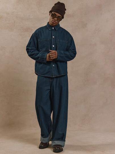 Musero 超大款长袖纽扣衬衫，秋冬必备牛仔衬衫