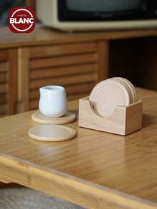 4件/3件/2件/1件黑胡桃木杯垫，1套木质杯垫套装，黄榉木圆形杯垫，榉木杯垫套装，咖啡杯垫，餐桌装饰，厨房客厅餐桌装饰，隔热杯垫 - 胡桃木色 - 查看 3