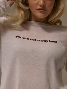 MUSERA 加大码长袖修身印花标语T恤 秋季可爱舒适节日假日樱桃漆春夏复活节 - 白色 - 查看 2