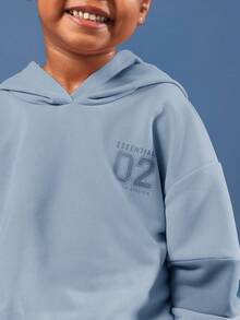 SUMWON Girls Essentials Cinched Hoodie Wide Leg Sweatpant Co-Ord Set Casual Tracksuit Vacation - Blue - View 5