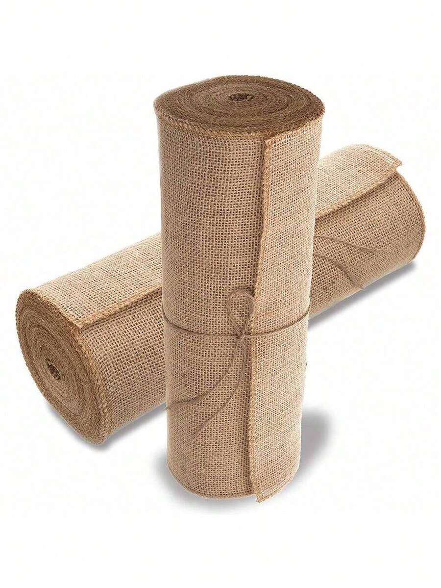 2M/78.74inch Natural Jute Ribbon Fabric Burlap DIY Gift Wrapping Jute Tablecloth Home Crafts Wedding Party Handwork Decor Accessory - Jute - View 1