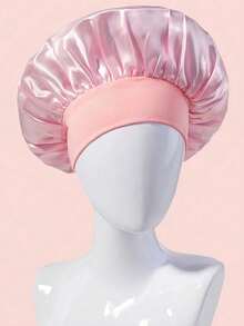 SHEIN 1 pezzo Cuffia da notte in seta Satin Bonnet, fascia morbida E W per capelli, berretto da casa in rosa e blu, decorazione per l'estate, adatto per il ritorno a scuola, con imbottitura in cotone, arricciature a collo solido, ampia traspiranti, cappello in satin per la cura dei capelli da donna