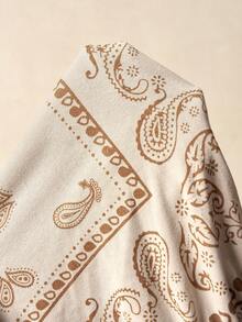 Bohemela BOHO Casual Vacation Nomadic Style Paisley Knit Print Loose Wide Leg Women Sweatpants, Autumn/Winter - Khaki - View 9