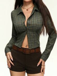 Rina Fox Women's Plaid Long Sleeve Single-Breasted Casual Shirt - Multicolor - View 5