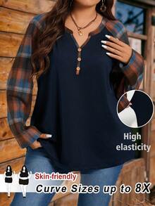 SHEIN CURVE+ Plus Size Halloween Tops With Sleeves Blouses
