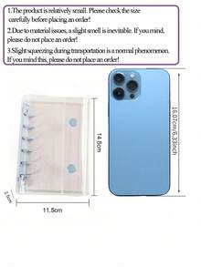 SHEIN A7彩色透明便携式活页夹双按扣设计更美观照片收纳袋可当相册省钱计划手册笔记本贴纸簿办公文具用品学校用品返校 - 彩色 - 查看 3