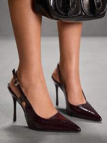 CUCCOO SZL Women's Back Strap Butterfly Decor Lolita Style High Heel Pumps, Burgundy - Coffee Brown - View 2