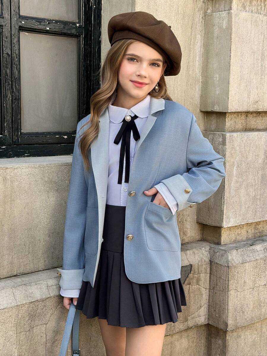 Chaqueta universitaria versátil y de moda para niña preadolescente, otoño - Multicolor - Ver 1