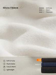 GLOWMODE Micro Fleece Chillmate Soft Warm Contrast Trim Front Pocket Thumbholes Adjustable Hood Waist Length Relaxed Fit Pullover Autumn Winter Outdoors Daily Casual Wear - White - View 4