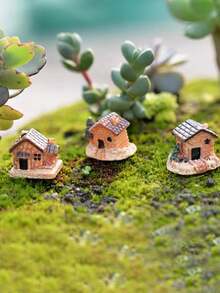 3 piezas Decoración de paisaje en miniatura de casita de resina - Multicolor - Ver 3