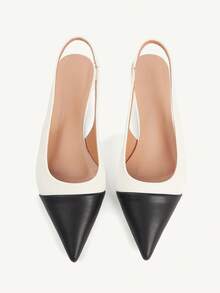 CUCCOO CHICEST 女士新款方扣尖头低跟平底休闲鞋，酒红色漆皮一脚蹬平底鞋，工作和通勤穿着舒适 - 白色 - 查看 9