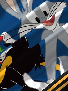 LOONEY TUNES X SHEIN Baby Boy Casual Colorblock Letter & Cartoon Graphic Crew Neck Sweatshirt, Autumn