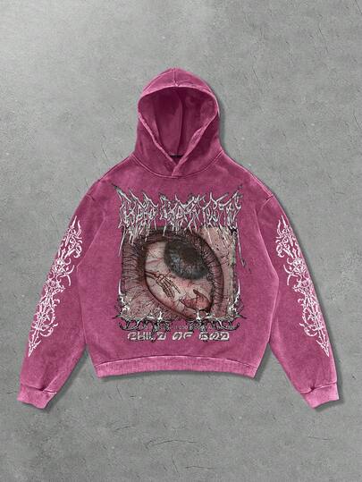 Goth Sweat-shirt à capuche imprimé flocons de neige noirs pour hommes, sans poches