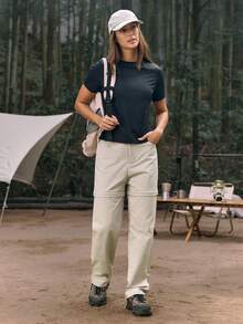 In My Nature Quần ống đứng ngoài trời dành cho nữ có túi rời - Màu be - Xem 4