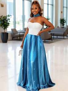 BamGleam 女士 Bamglam 性感深V镂空短款连衣裙，网纱拼接连衣裙 - 彩色 - 查看 4