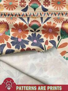 EMERY ROSE 花卉印花度假连衣裙，休闲宽松圆领短袖连衣裙，适合春夏季，加大码