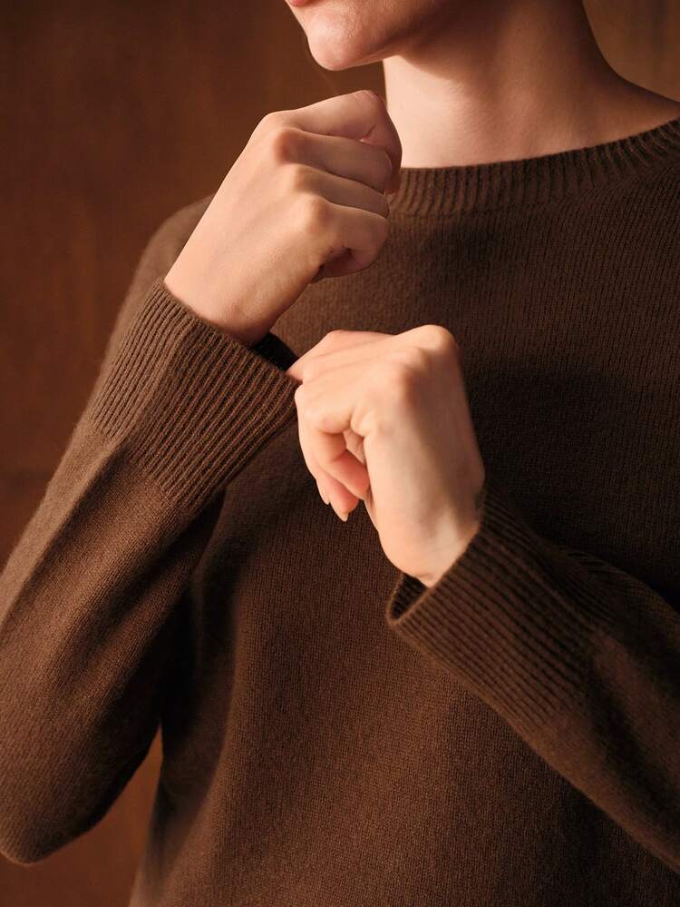 100% WOOL KNITTED CREW NECK LONG SLEEVE SWEATER, AUTUMN/WINTER