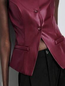 Maija Chaquetas casuales de uso diario y para ir al trabajo, de unicolor simple, para otoño/invierno - Burdeos - Ver 5
