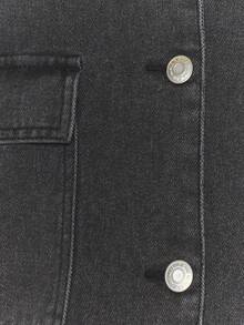 MUSERA Oversized Boxy Fit Washed Denim Shirt Top Only Fall Autumn Winter Streetwear Cool Night Out Everyday Sexy Onyx Spring Summer - Black - View 6