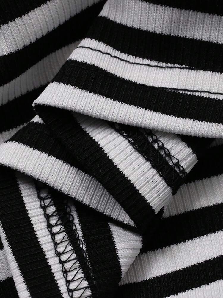 Women's Summer Striped Halter Neck Tank Top And Fitted Super Short Shorts, Vacation Style Casual 2-Piece Set