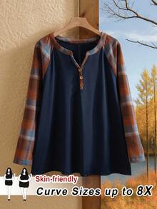 SHEIN CURVE+ Plus Size Halloween Tops With Sleeves Blouses