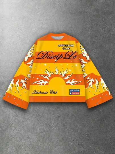 T-shirt à imprimé numérique rayé orange et jaune pour hommes