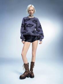 Sugerpunk 女士时尚棕色厚底摩托车中筒靴，街头风格 - 棕色 - 查看 7