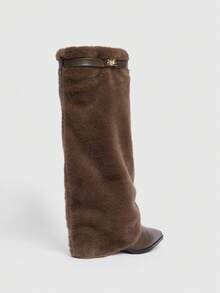 Daringsoles Botas Femininas Estilo Western Com Bico Fino, Salto Grosso E Franjas, Modelo Slim Fit De Cano Alto. - Castanho - Ver 9