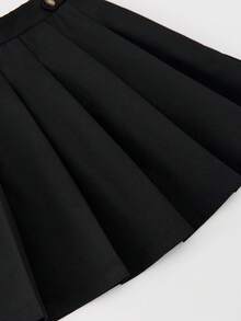 BASICS Tween Girl Tween Girl Casual Everyday Versatile Comfortable Pleated Solid Woven Mini Skirt - Black - View 5