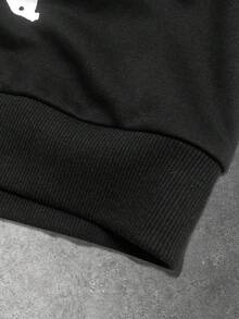 ROMWE MEN Anime Áo hoodie có mũ trùm đầu in hình ăng-ten Gothic dành cho nam, dáng rộng - màu đen - Xem 4